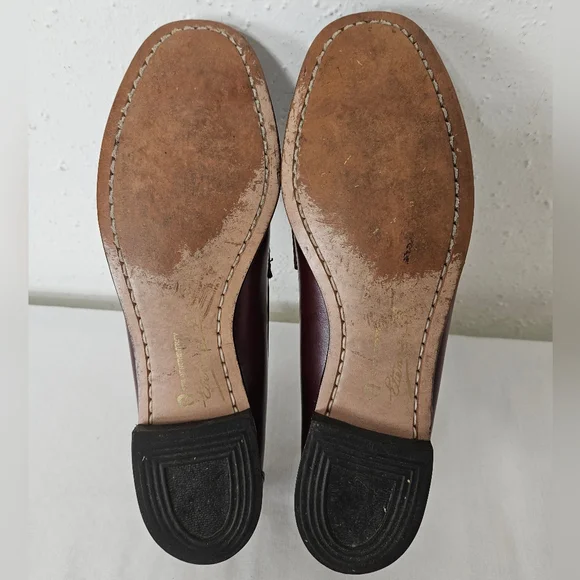Etienne Aigner Burgundy Leather Penny Loafers Vintage 7N Narrow - Picture 8 of 14